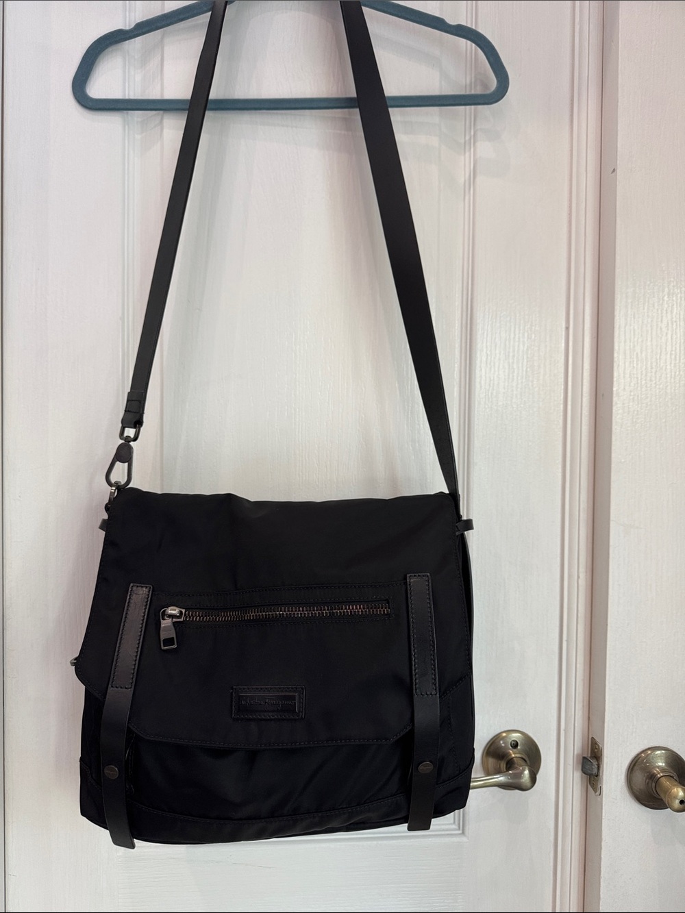 Salvatore Ferragamo Unisex Black Nylon Crossbody Satchel